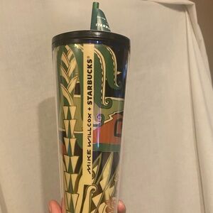 Starbucks Artist Mike Wilcox Tumbler with Green Straw